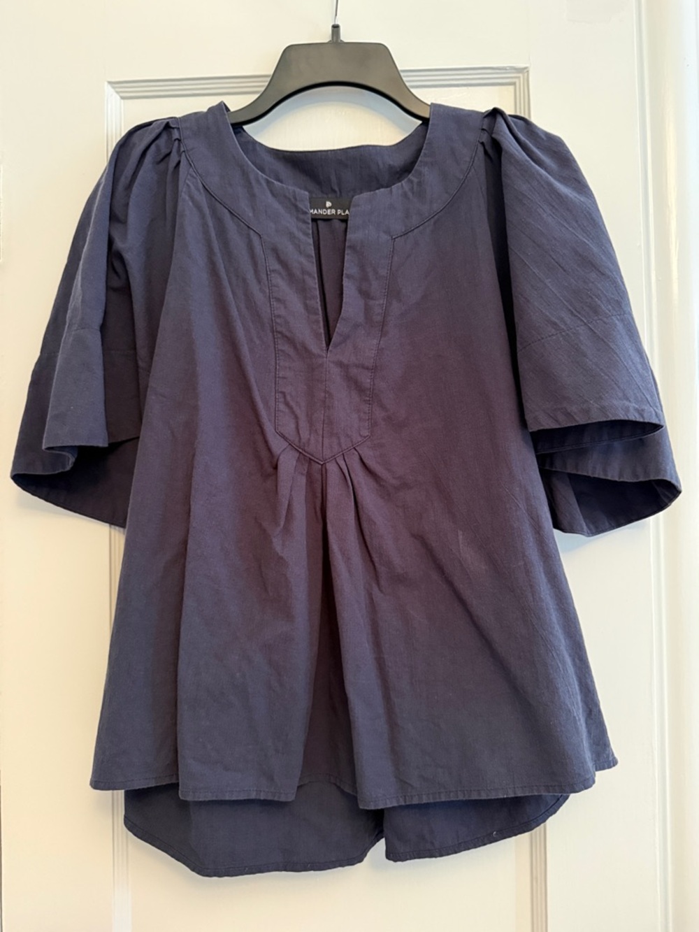 Pomander Place Navy Blue Pleated Tunic Top